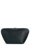 Kusshi Vacationer Leather Makeup Bag In Black Leather/ Red