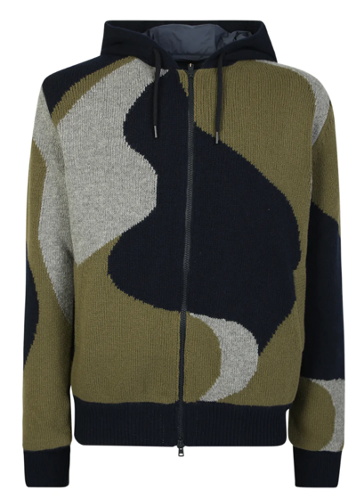 Herno Intarsia-knit Bomber Jacket In Multicolor