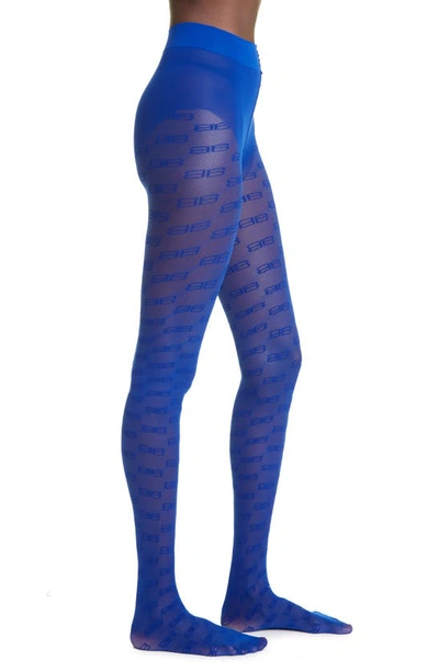 Balenciaga Monogram Sheer Tights In Royal