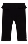 GIVENCHY KIDS' RUFFLE TRIM STRETCH COTTON LOGO LEGGINGS