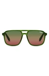 Quay X 'love Island' On The Fly 55mm Aviator Sunglasses In Green / Green Brown