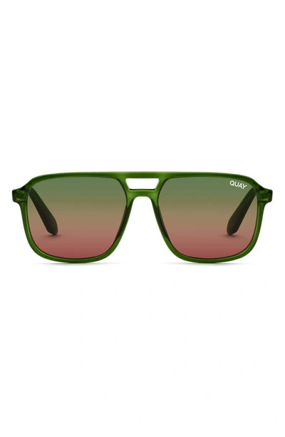 Quay X 'love Island' On The Fly 55mm Aviator Sunglasses In Green