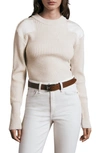 Rag & Bone Icons Rib Merino Wool Crewneck Sweater In Light Grey