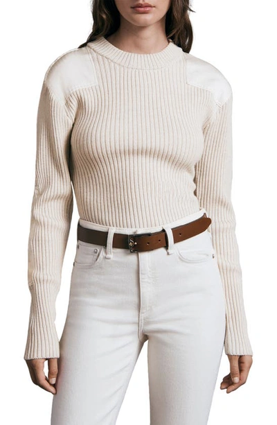 Rag & Bone Icons Rib Merino Wool Crewneck Sweater In Light Grey