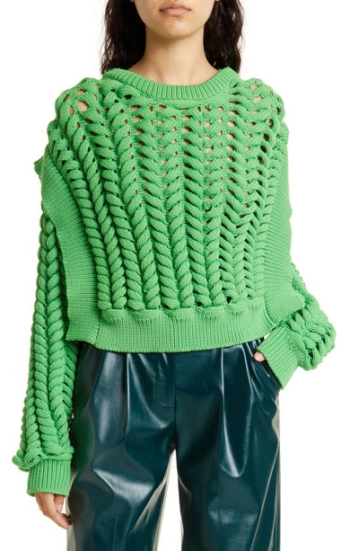 Aknvas Jules Open Stitch Sweater In Grass