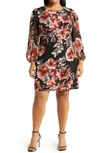 CONNECTED APPAREL CONNECTED APPAREL FLORAL LONG SLEEVE DRESS