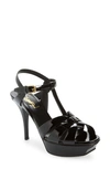 Saint Laurent Tribute Platform Sandals In Smooth Leather Shoes In Nero