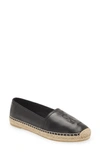 Saint Laurent Logo-embossed Leather Espadrilles In Nero
