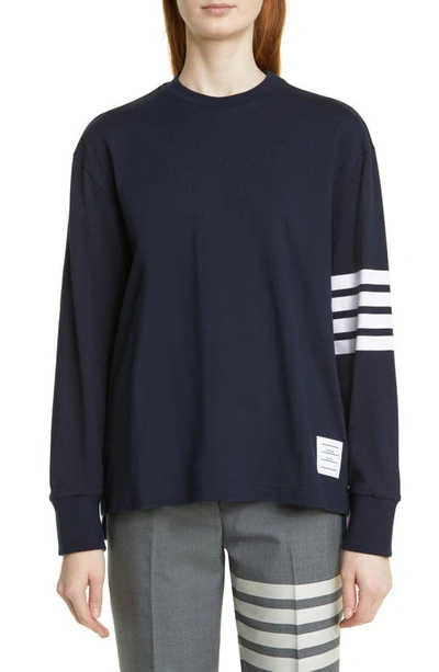 Thom Browne Engineer Bar Oversized T-shirt In Blue