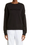 Moncler Logo Cotton-blend Jersey Sweatshirt In Black