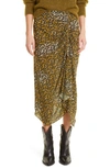 Isabel Marant Étoile Azaria Floral Print Ruched Handkerchief Hem Midi Skirt In Bronze