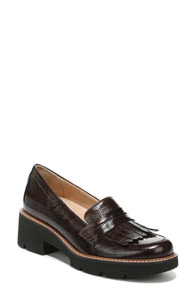 Naturalizer Darcy Fringe Leather Loafer In Cinnamon Patent Leather