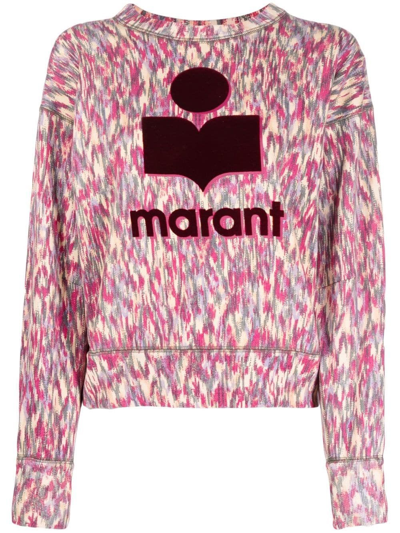 Isabel Marant Étoile Mobyli Logo棉质平纹针织卫衣 In Pink & Purple