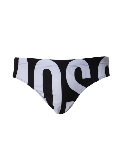Moschino Swim Briefs With Maxi Logo Print In Black