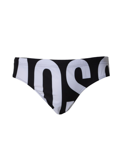 Moschino Swim Briefs With Maxi Logo Print In White