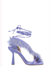 Sebastian Milano Marie A. 110mm Feather-trim Sandals In Purple