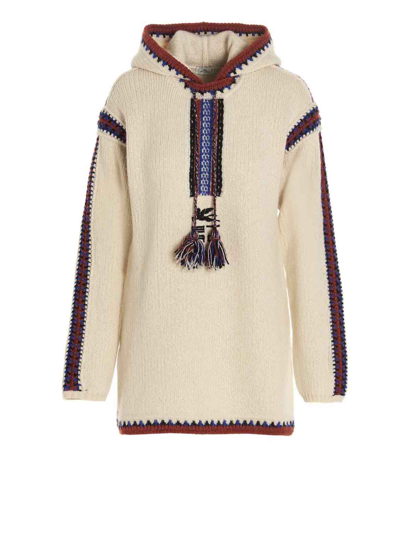 Etro Embroidered Intarsia Wool-blend Sweater In Nude & Neutrals