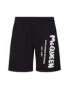 Alexander Mcqueen Men's Bermuda Shorts With Graffiti Logo Print In Black/ivory