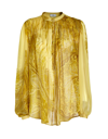 ETRO WOMAN YELLOW SILK GEORGETTE BLOUSE WITH PAISLEY PRINT