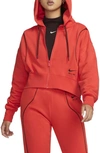 Nike Air Zip-up Crop Hoodie In Crimson/ Oxen Brown