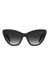 Moschino 54mm Gradient Cat Eye Sunglasses In Black / Grey Shaded