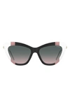 Moschino 54mm Gradient Cat Eye Sunglasses In Black Pink / Green Sh Pink