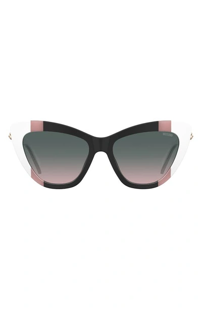 Moschino 54mm Gradient Cat Eye Sunglasses In Black Pink / Green Sh Pink
