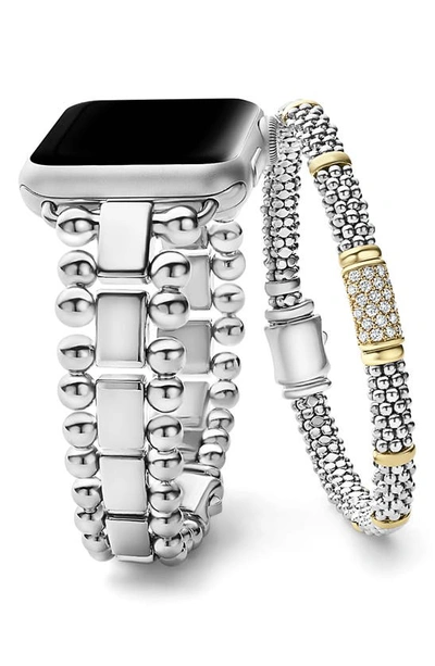 Lagos Smart Caviar Apple Watch® Band & Rope Bracelet Set In Diamond