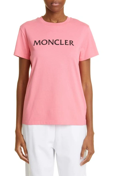 Moncler Logo Graphic Tee In Pink