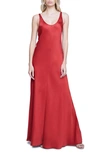 L Agence Clea Satin Slipdress In Red Dahlia