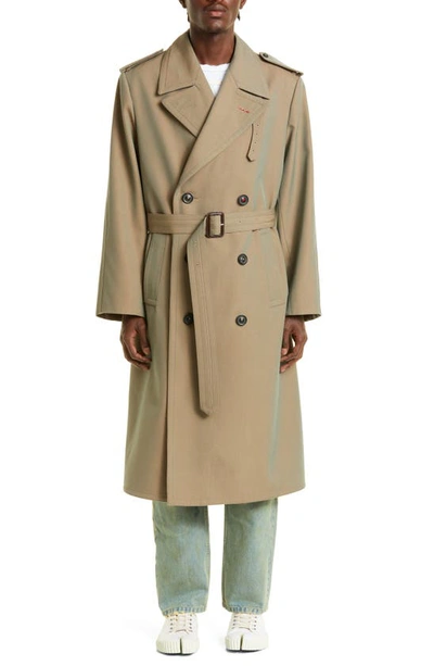 Maison Margiela Doubled Breasted Wool Trench Coat In 154 Nutmeg