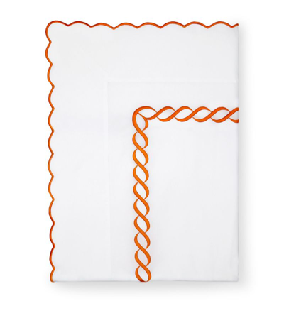 Pratesi Treccia King Flat Sheet (275cm X 275cm) In Orange