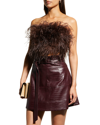 Lamarque Zaina Ostrich Feather Bustier Top In Gold