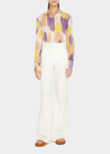 ALTUZARRA CHIKA PRINTED JERSEY BUTTON-FRONT TOP