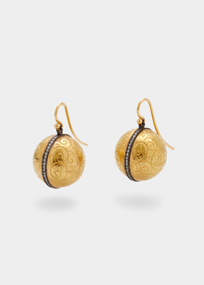Arman Sarkisyan Engraved Ball Earrings With Diamonds In Multi
