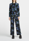 PLAN C FLORAL PRINT WIDE-LEG TROUSERS