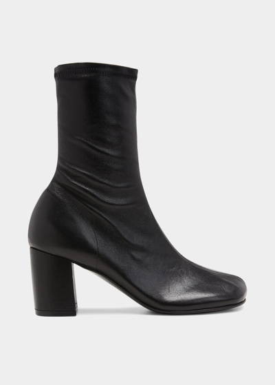 Dries Van Noten Lambskin Zip Ankle Booties In Black