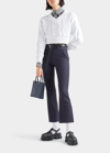 Prada Gabardine Flared Ankle Trousers In F0008 Bleu