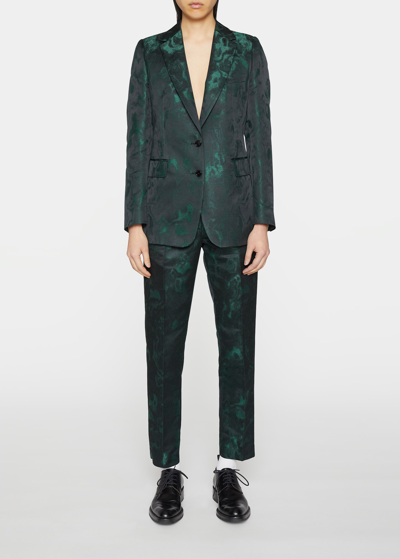 Dries Van Noten Blest Floral Jacquard Jacket In Dark Green