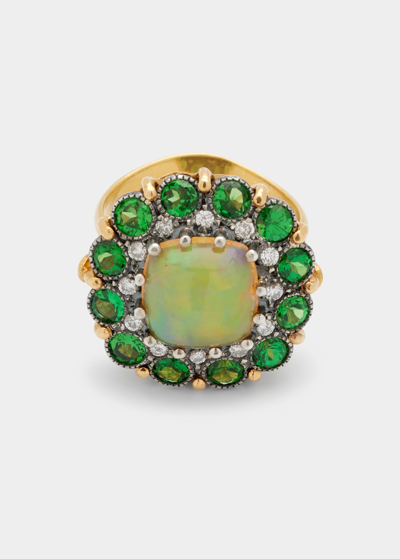 Arman Sarkisyan Opal Ring With Tsavorite And Diamonds In Yg