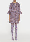 La Doublej 24/7 Floral Three-quarter Sleeve Mini Dress In Ortica