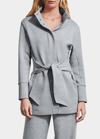 Varley Anset Belted Snap-front Jacket In Light Grey Marl