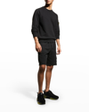 Stone Island Ribbed Detail Crew Neck Sweatshirt With Iconic Badge In Black