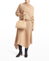 Loro Piana Asymmetric Ribbed Cashmere Midi Skirt In E03m Peanut Butte