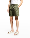 Nanushka Men's Kenan Elasticized Waistband Shorts In Khaki