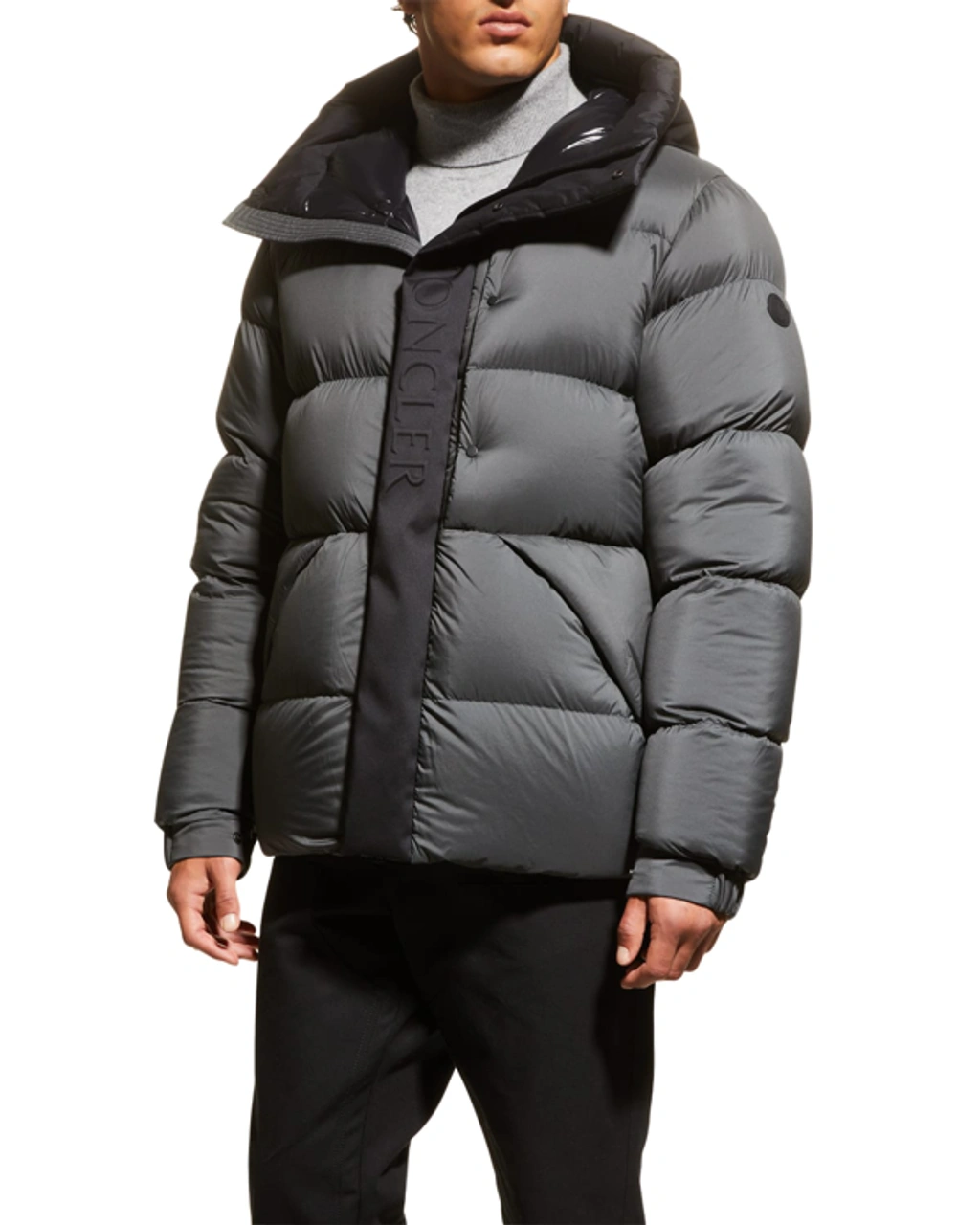 Moncler Men's Madeira Bicolor Logo Puffer Jacket In Grey ModeSens
