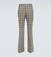 GUCCI CHECKED WOOL AND LINEN WIDE-LEG PANTS