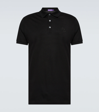 Ralph Lauren Purple Label Logo-embroidered Regular-fit Cotton-piqué Polo Shirt In Black