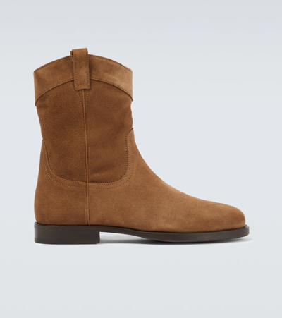Lemaire Brown Western Suede Ankle Boots