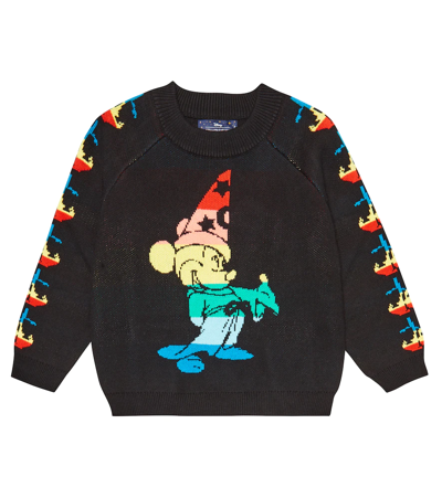 Stella Mccartney Kids' X Disney Jacquard Cotton And Wool Sweater In Black